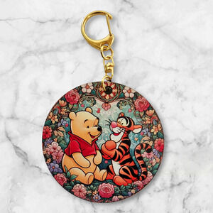 Winnie the Pooh and Tigger Floral Keychain Bag Clip